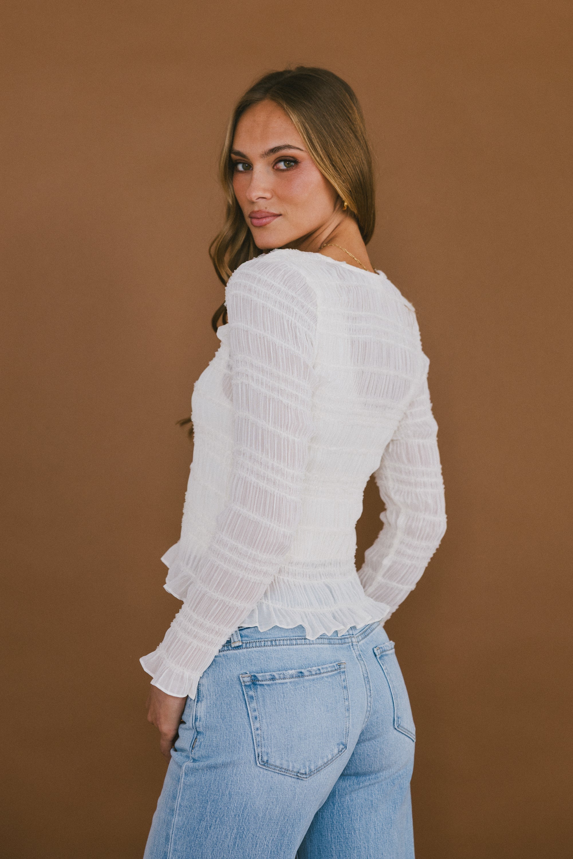 Opie Smocked Top in Cream