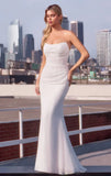 HAVEN GOWN OFF WHITE STRAPLESS CHIFFON DRESS