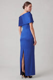 Royal Blue Sheath Asymmetrical Neck Rcuhed Mother of the Bride Dress