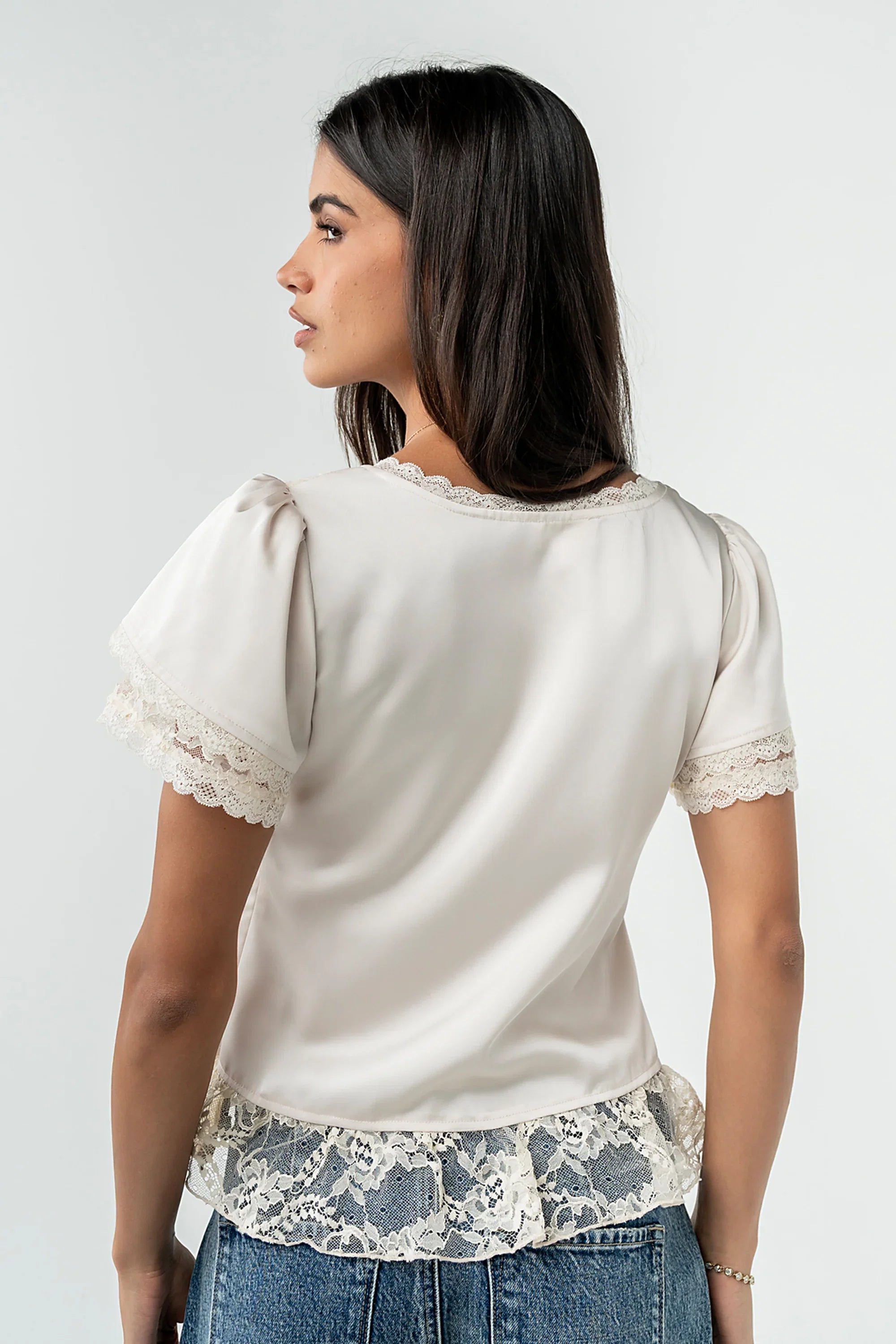 Brittany Satin Top in Cream