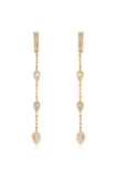 Bezel Crystal Huggie Hoop Dangle Earrings