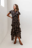 James Ruffle Maxi Dress in Grey