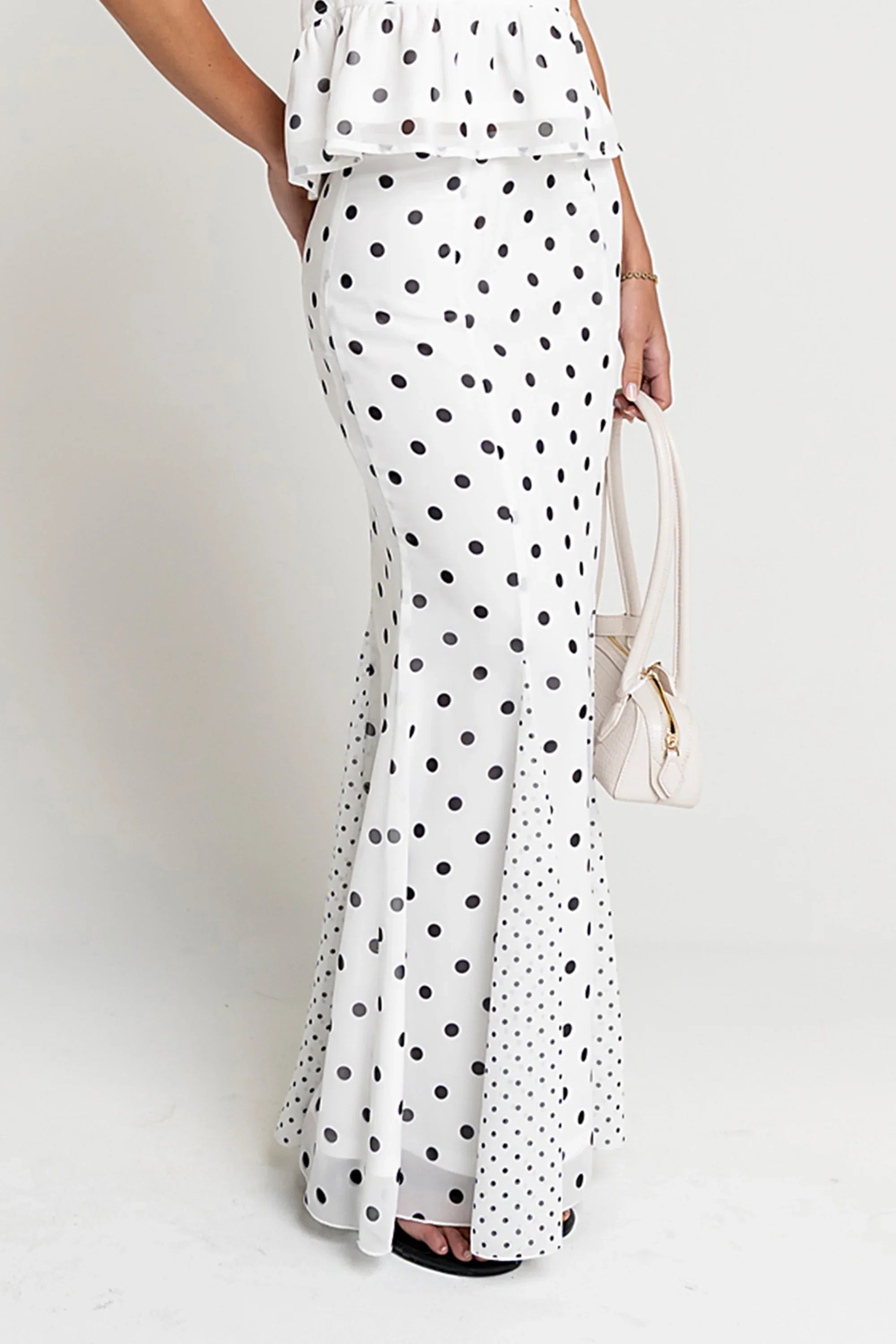 Freida Polka Dot Maxi Skirt in Ivory