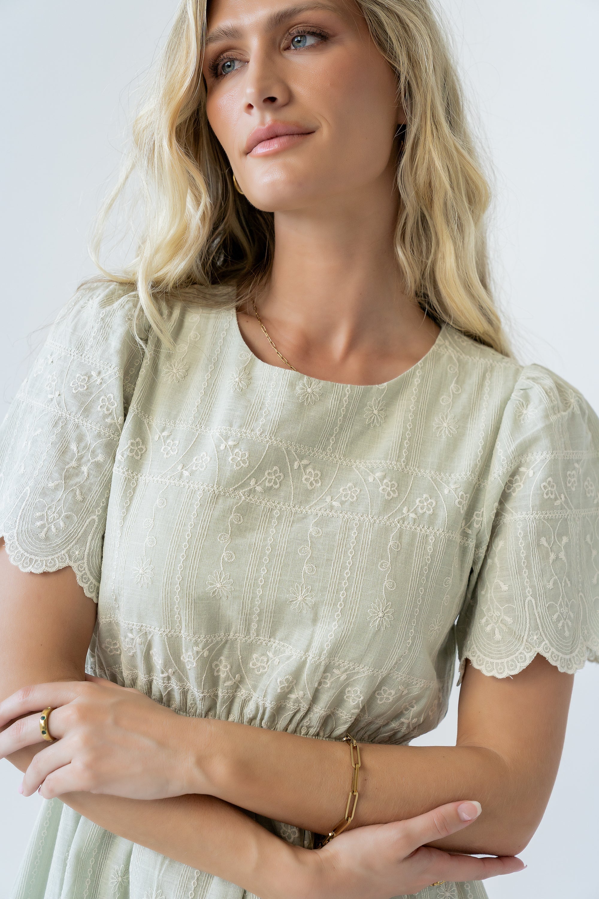 Scotty Embroidered Midi Dress