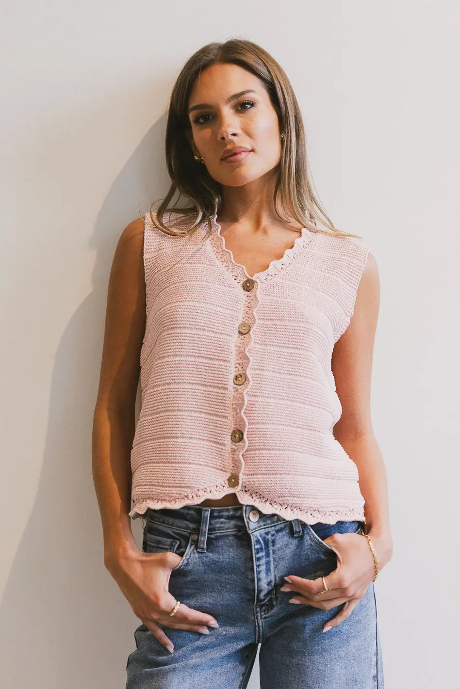 Annie Knit Vest in Blush FINAL SALE