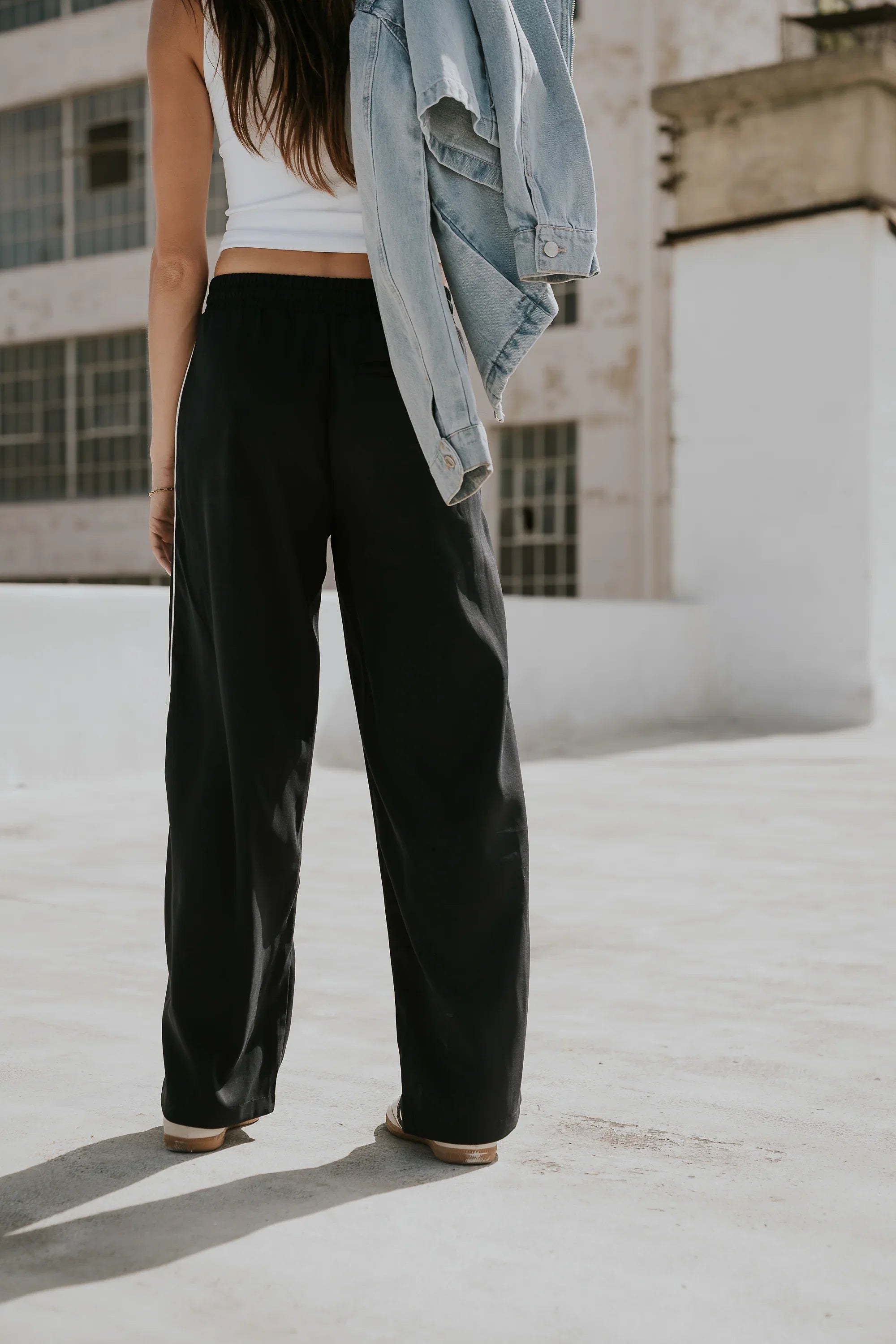Emily Striped Wide Leg Pants in Navy