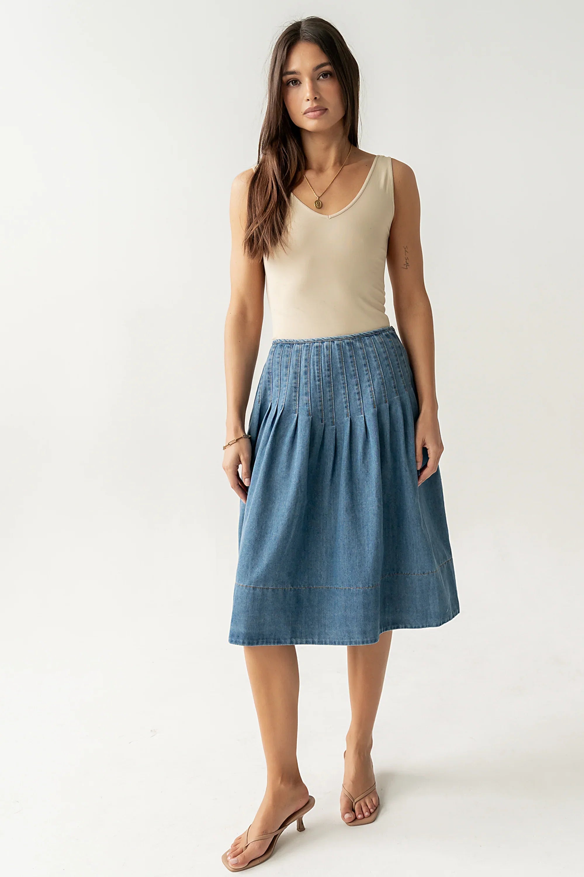 Sierra Pleated Midi Skirt