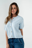 Liza Short Sleeve Cardigan in Blue