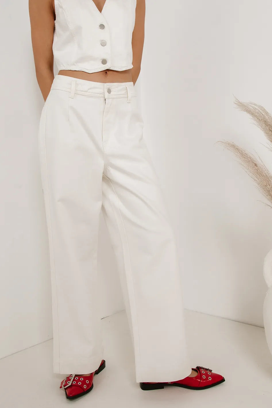 Georgia Wide Leg Jeans in Cream FINAL SALE