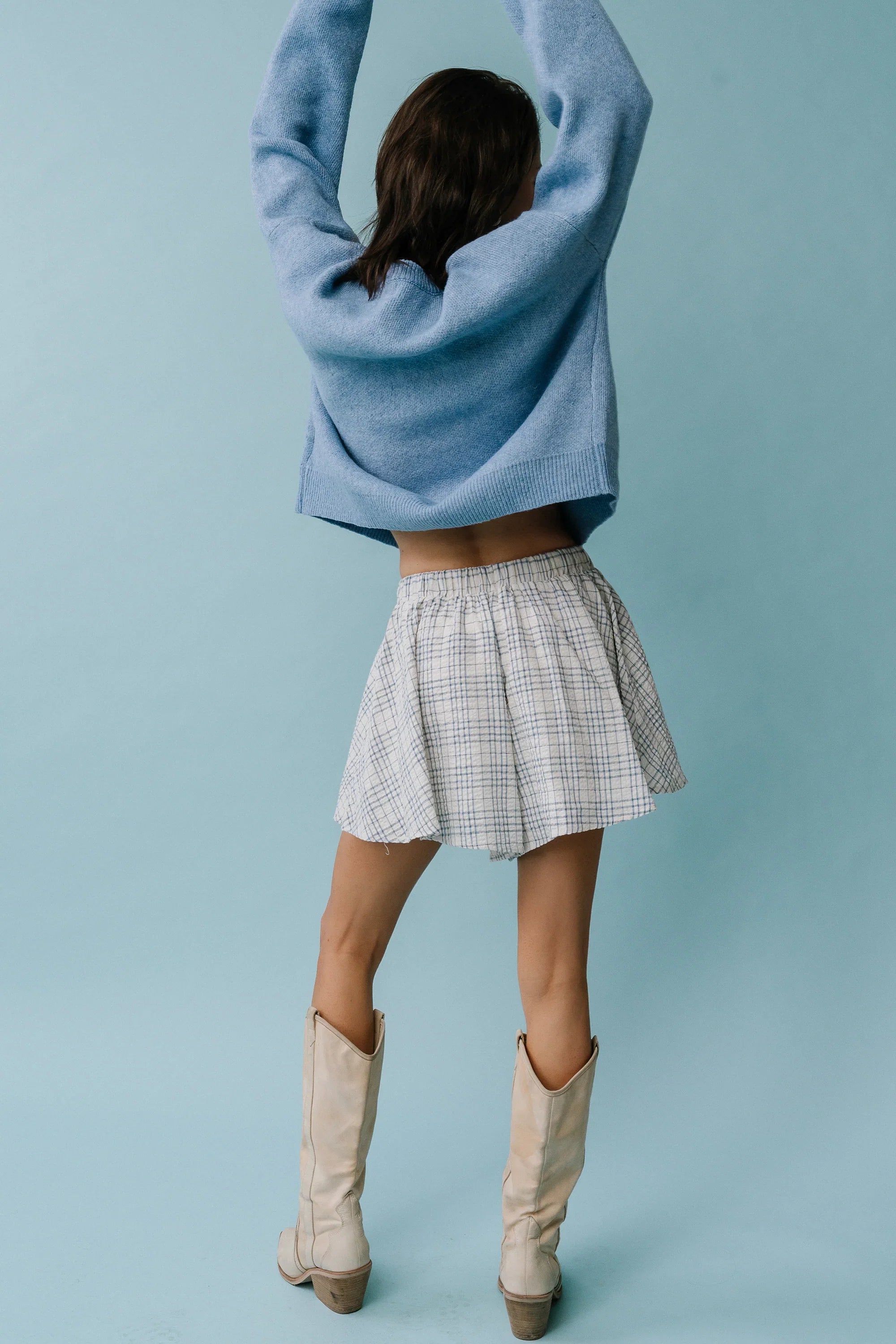 Katherine Plaid Shorts in Blue