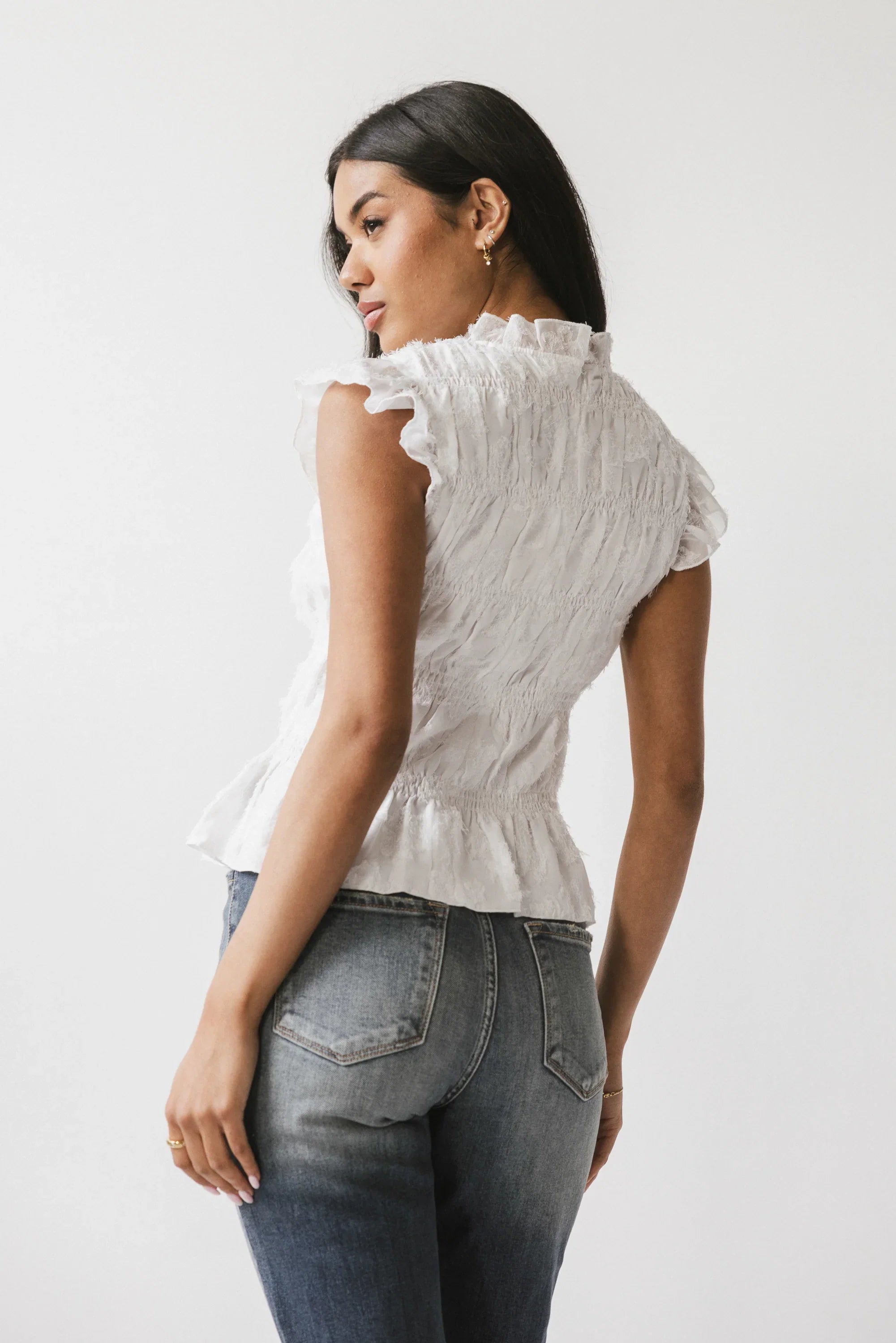 Rodney Smocked Blouse in Cream