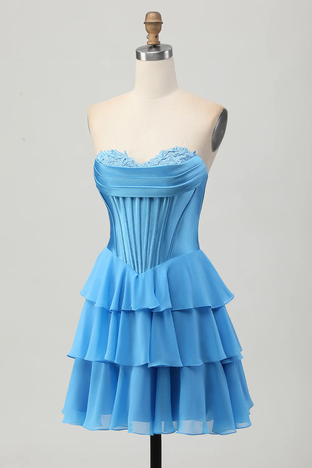 Fuchsia A Line Tiered Sweetheart Corset Short Homecoming Dress