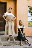 Florence Smocked Midi Dress in Taupe FINAL SALE
