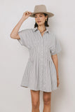 Erica Button Front Mini Dress in White FINAL SALE