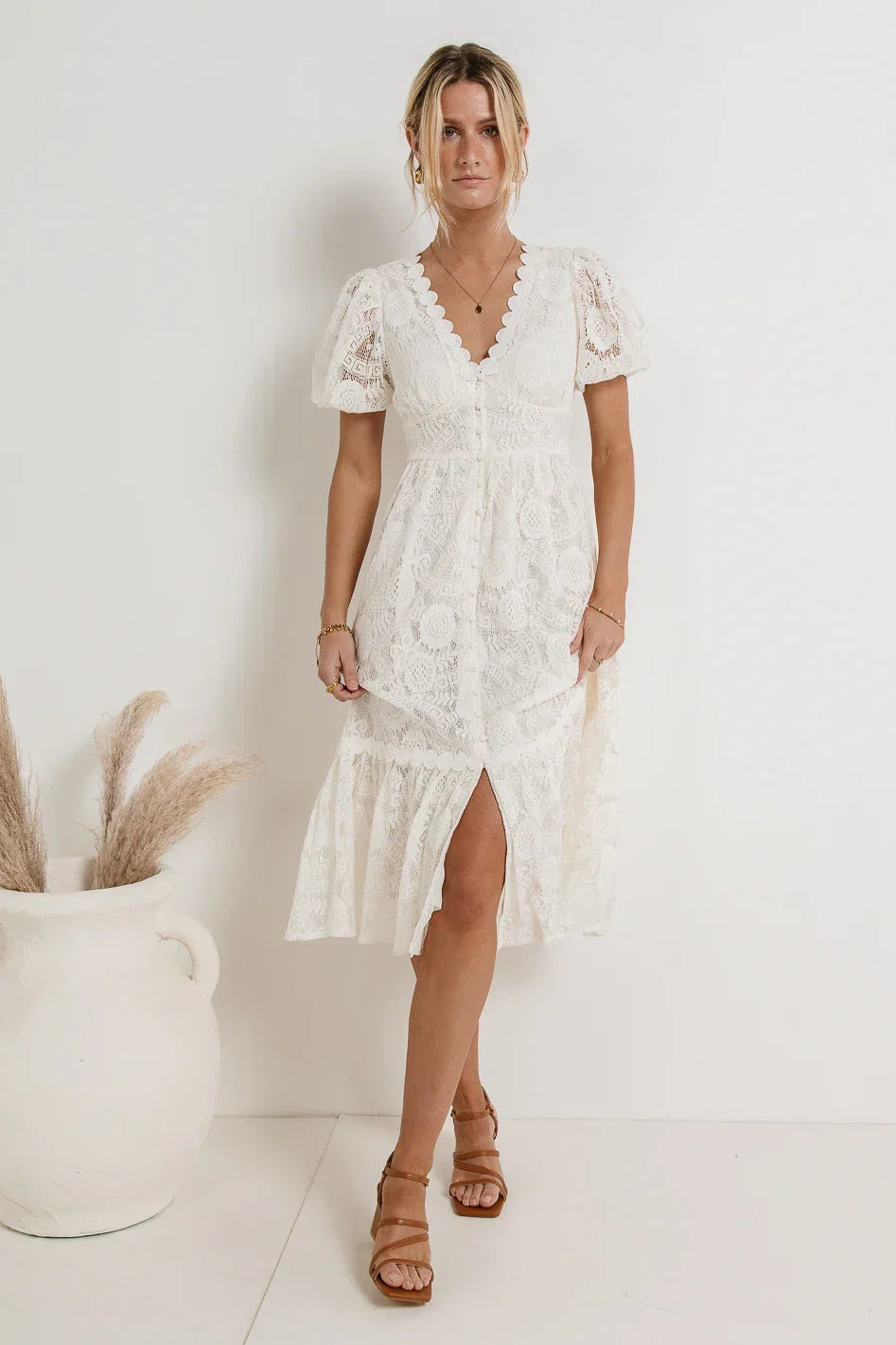 Rowan Lace Dress in White FINAL SALE