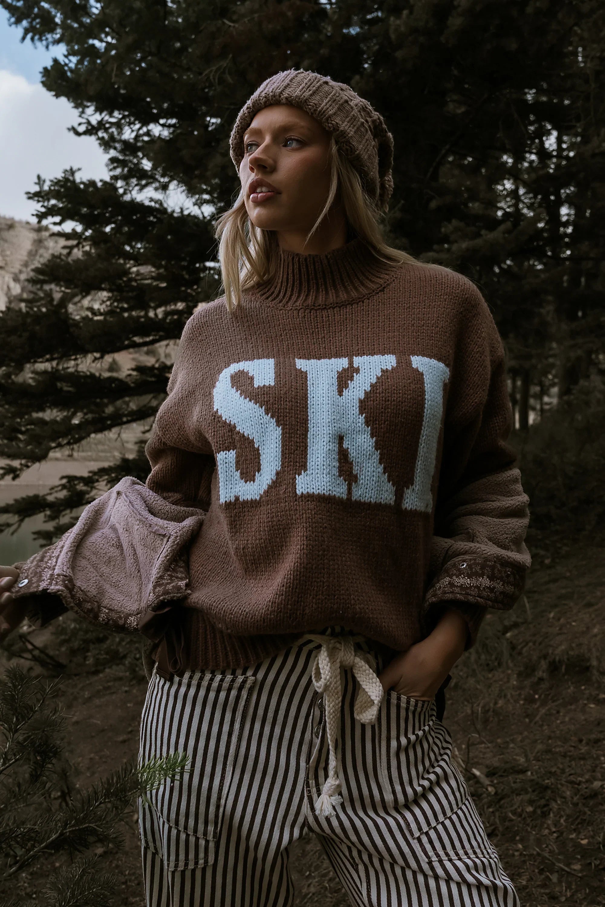 Ski Knit Sweater in Brown FINAL SALE