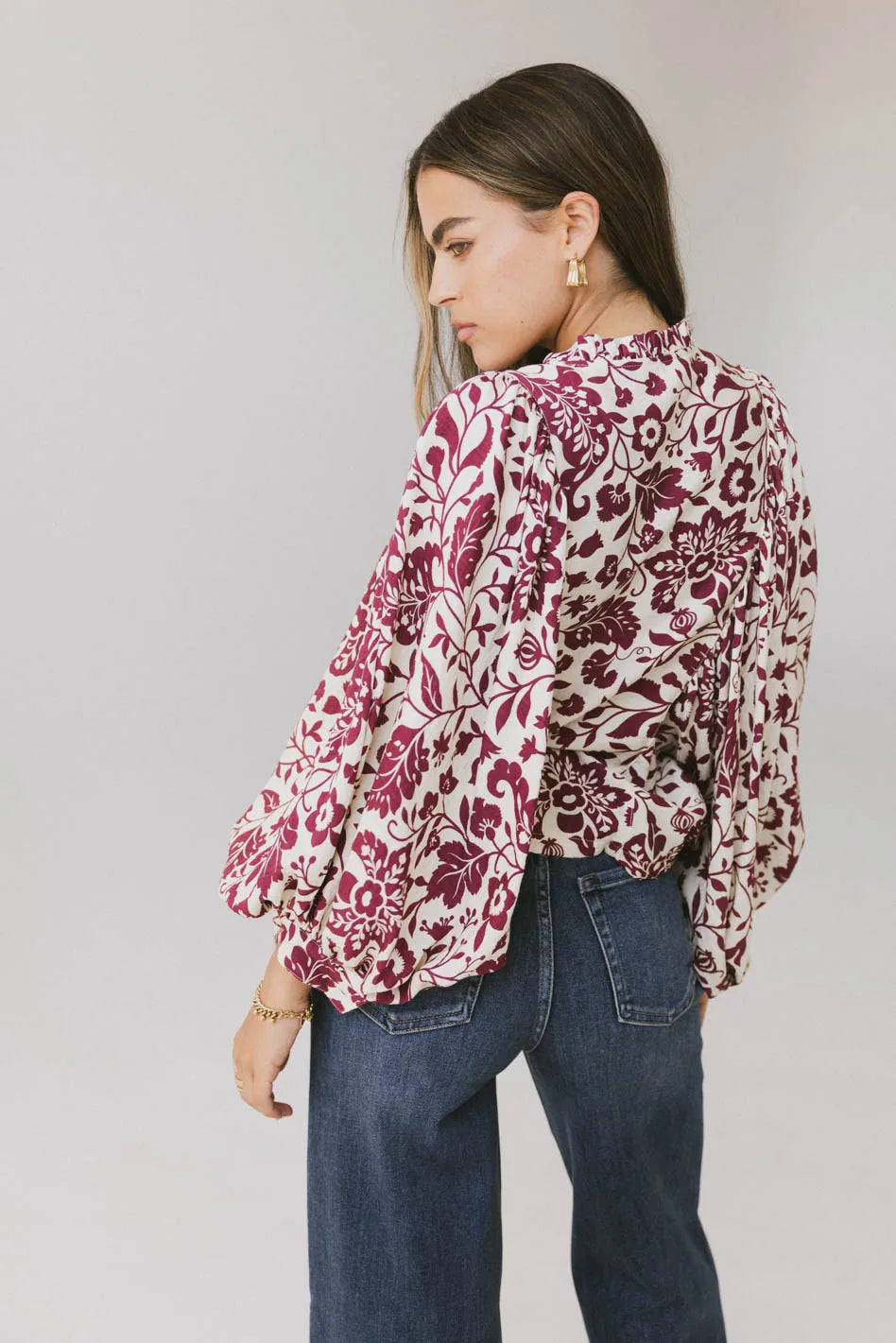 Nona Dolman Sleeve Blouse in Burgundy FINAL SALE