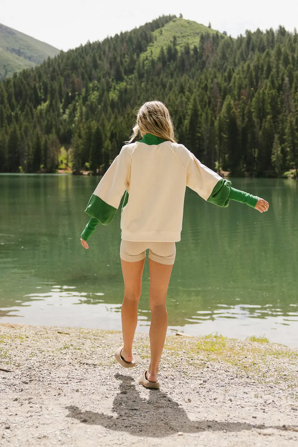 Drew Colorblock Sweatshirt in Green FINAL SALE