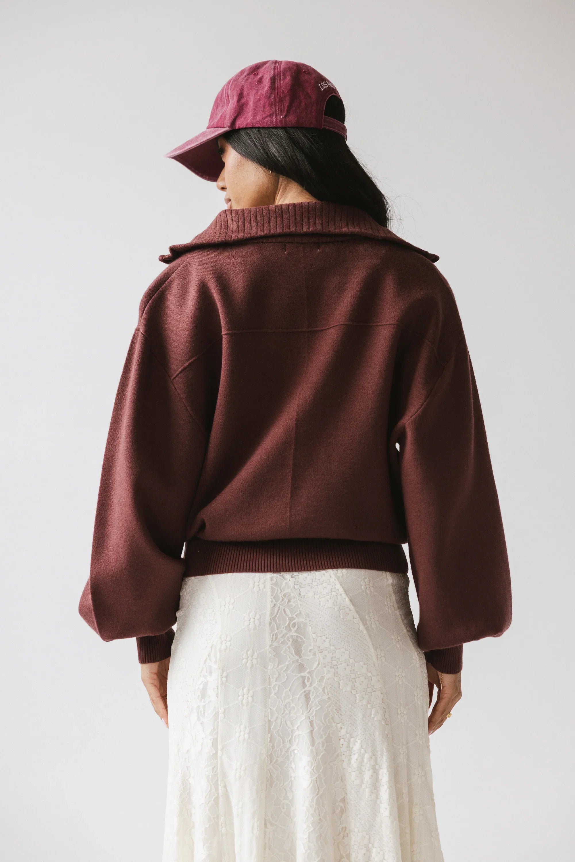 Markus Knit Bomber Jacket in Marsala FINAL SALE