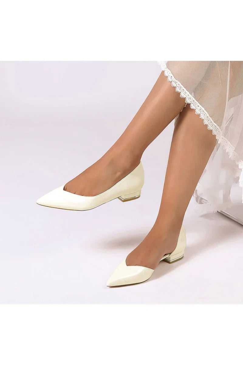 Burgundy Pointed Toe Flats with a Sleek Finish