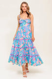 SOFT BLOOMS FLORAL MIDI DRESS BLUE