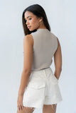 Rika Ribbed Top in Taupe