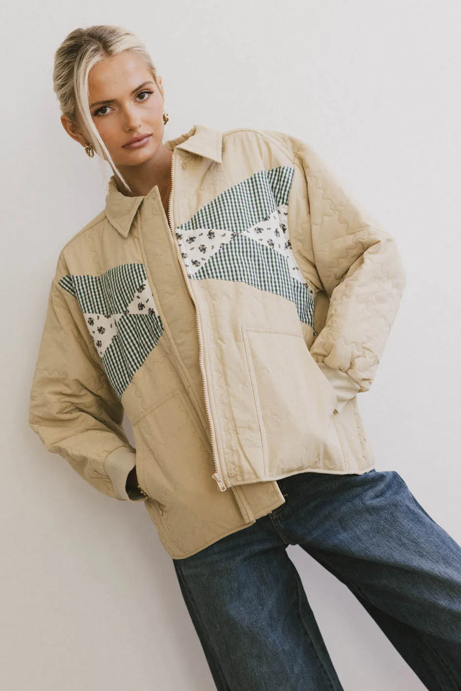 Karlie Quilted Jacket in Khaki FINAL SALE