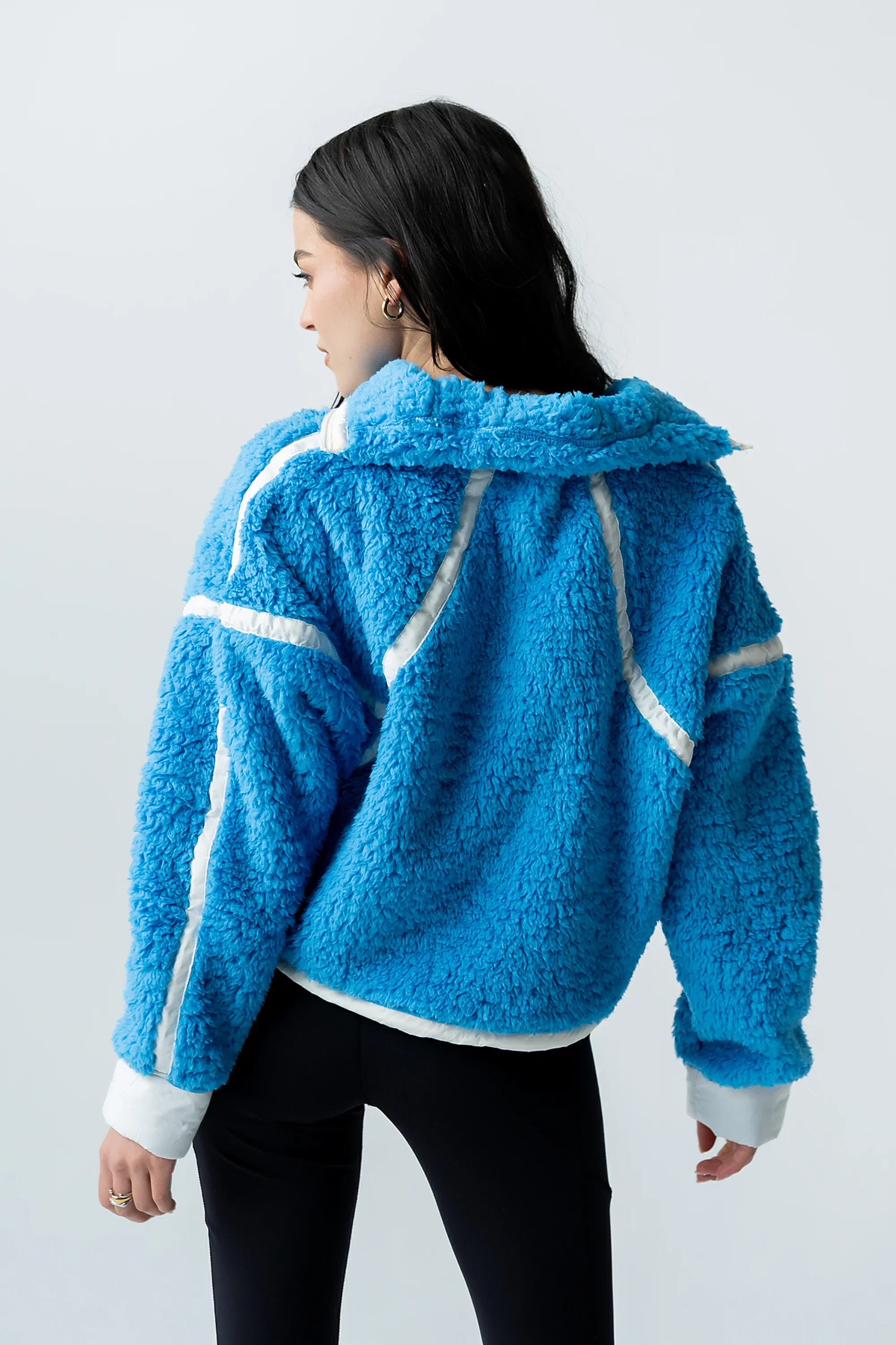 Lenny Sherpa Half Zip in Blue