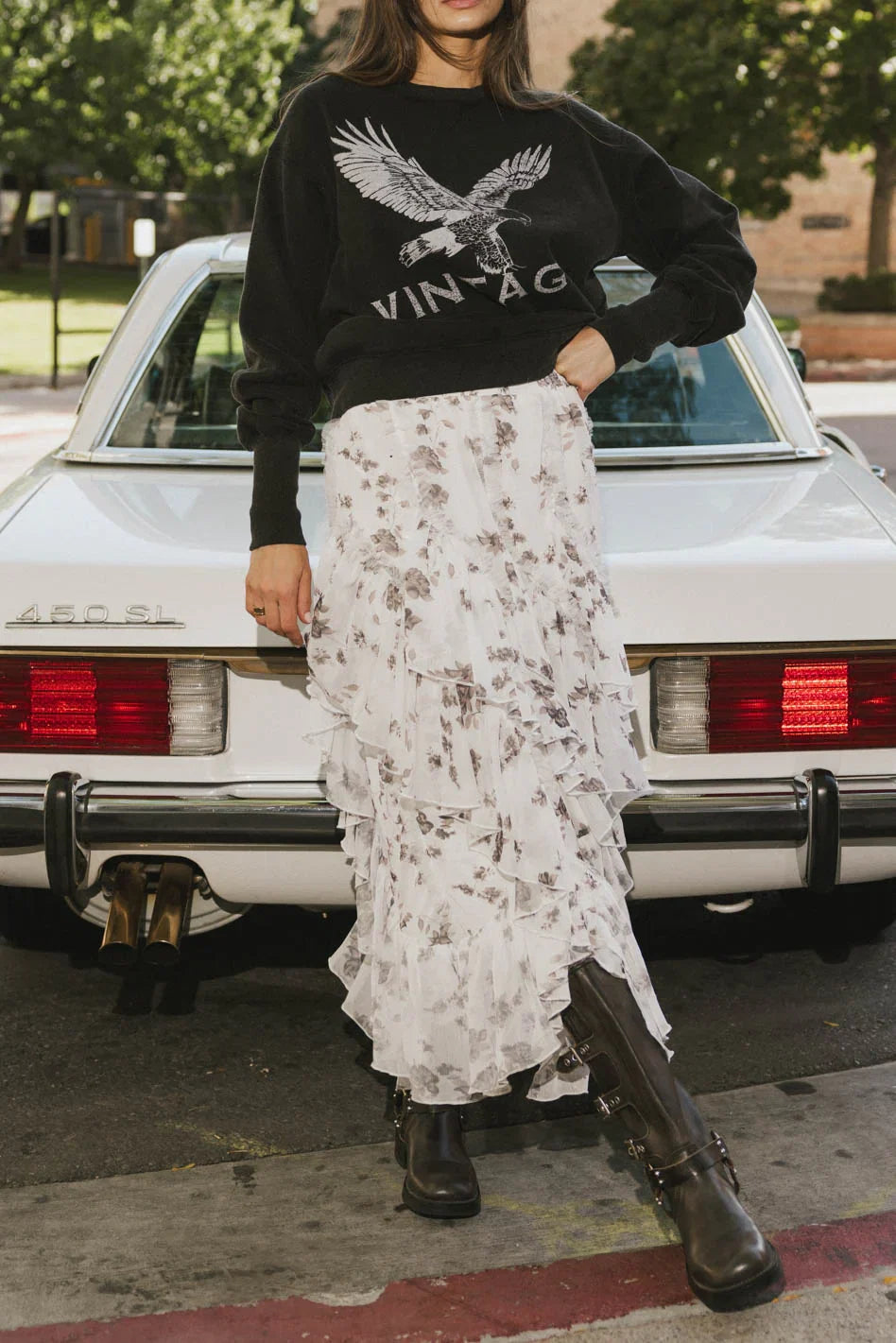Emerson Ruffled Maxi Skirt in White FINAL SALE