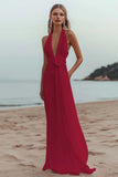 White A Line V Neck Engagement Dress With 3D Flowers