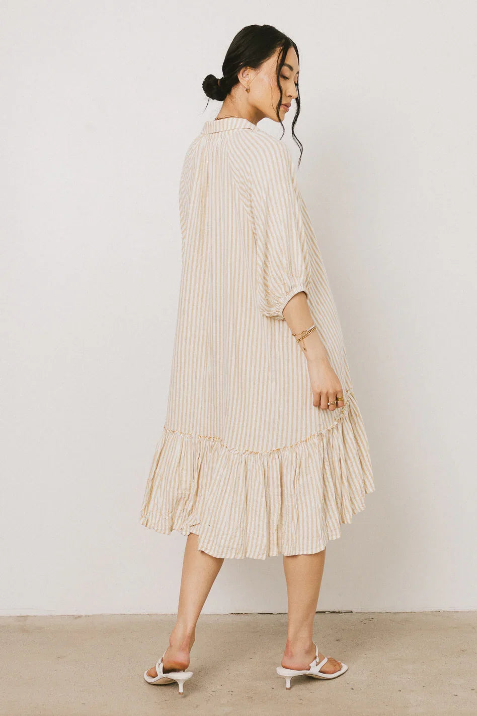 Theo Striped Midi Dress in Mustard FINAL SALE