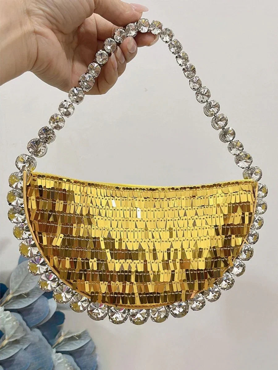 Womens Sparkling Rhinestone Shoulder Bag with PU Material