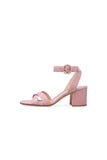Party Suede Peep Toe Chunky Heel Shoes With Buckle Ankle Strap
