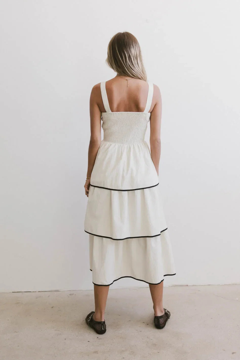 Liza Contrast Trim Dress in Cream FINAL SALE