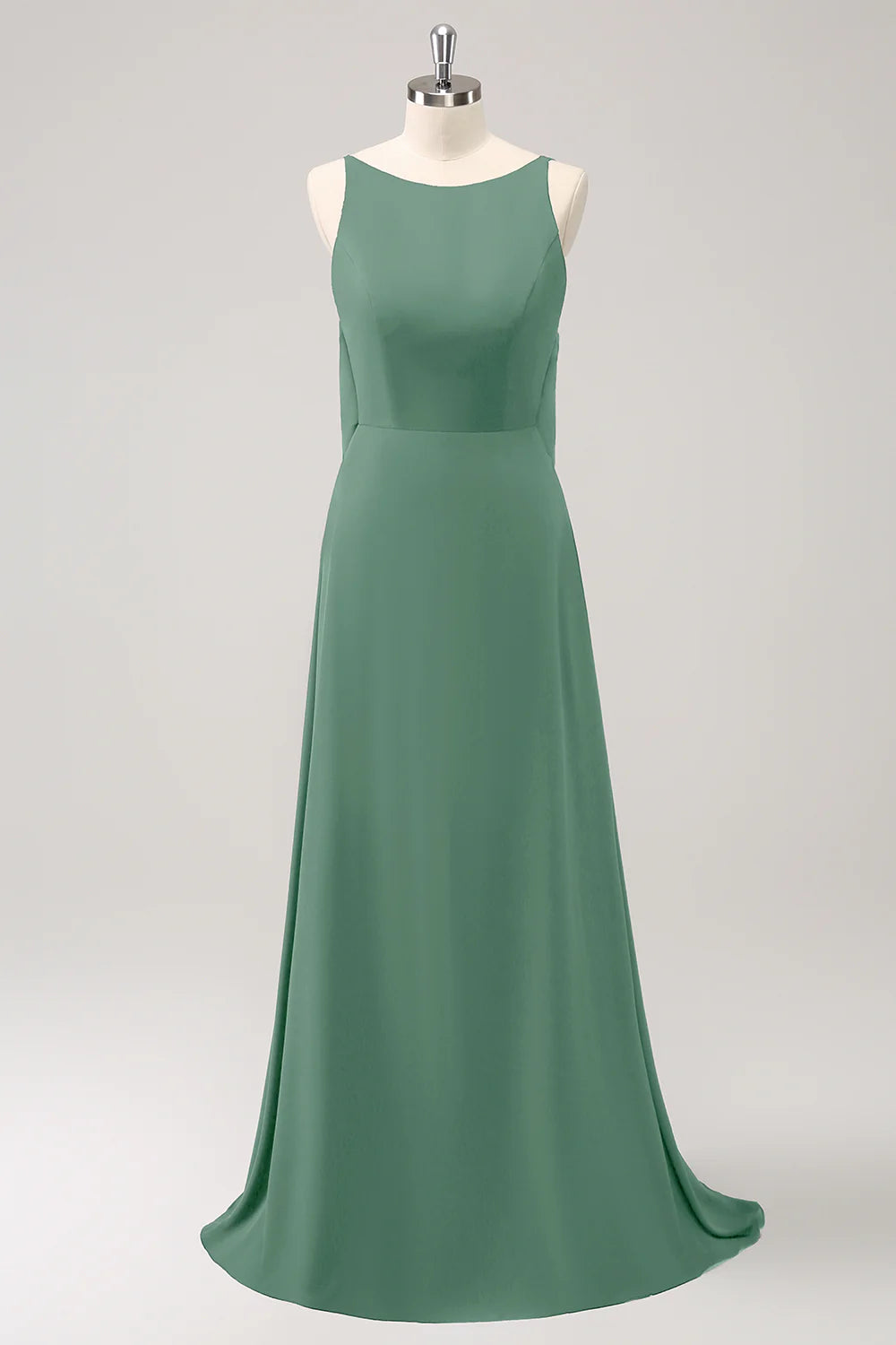 Dark Green A Line Backless Long Bridesmaid Dress with Sleeveless