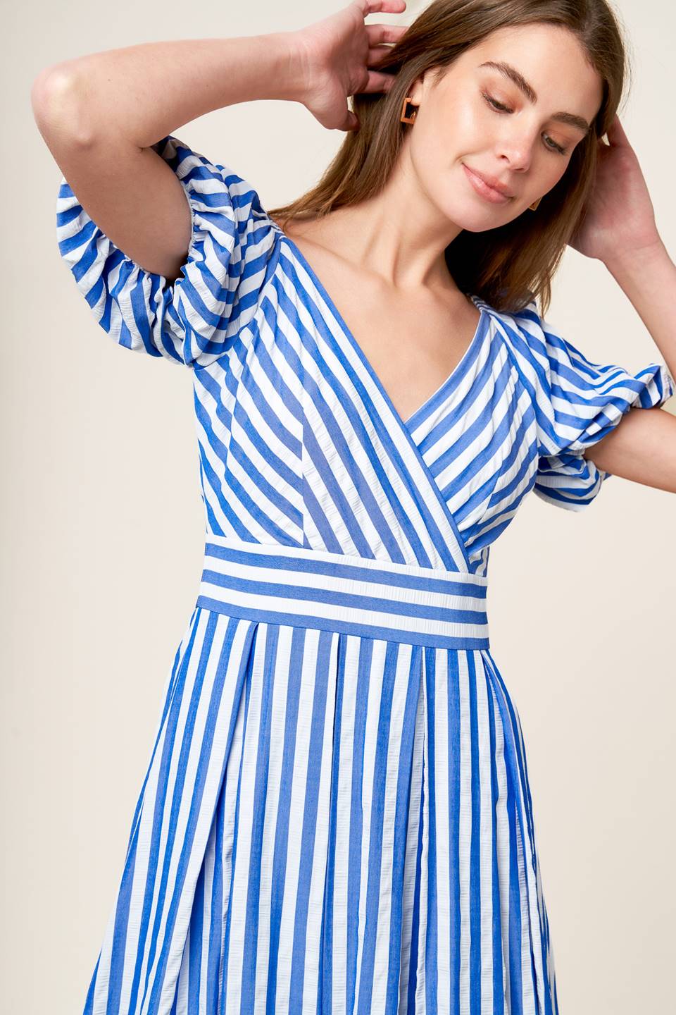 SUGAR RUSH BLUE STRIPE MIDI DRESS