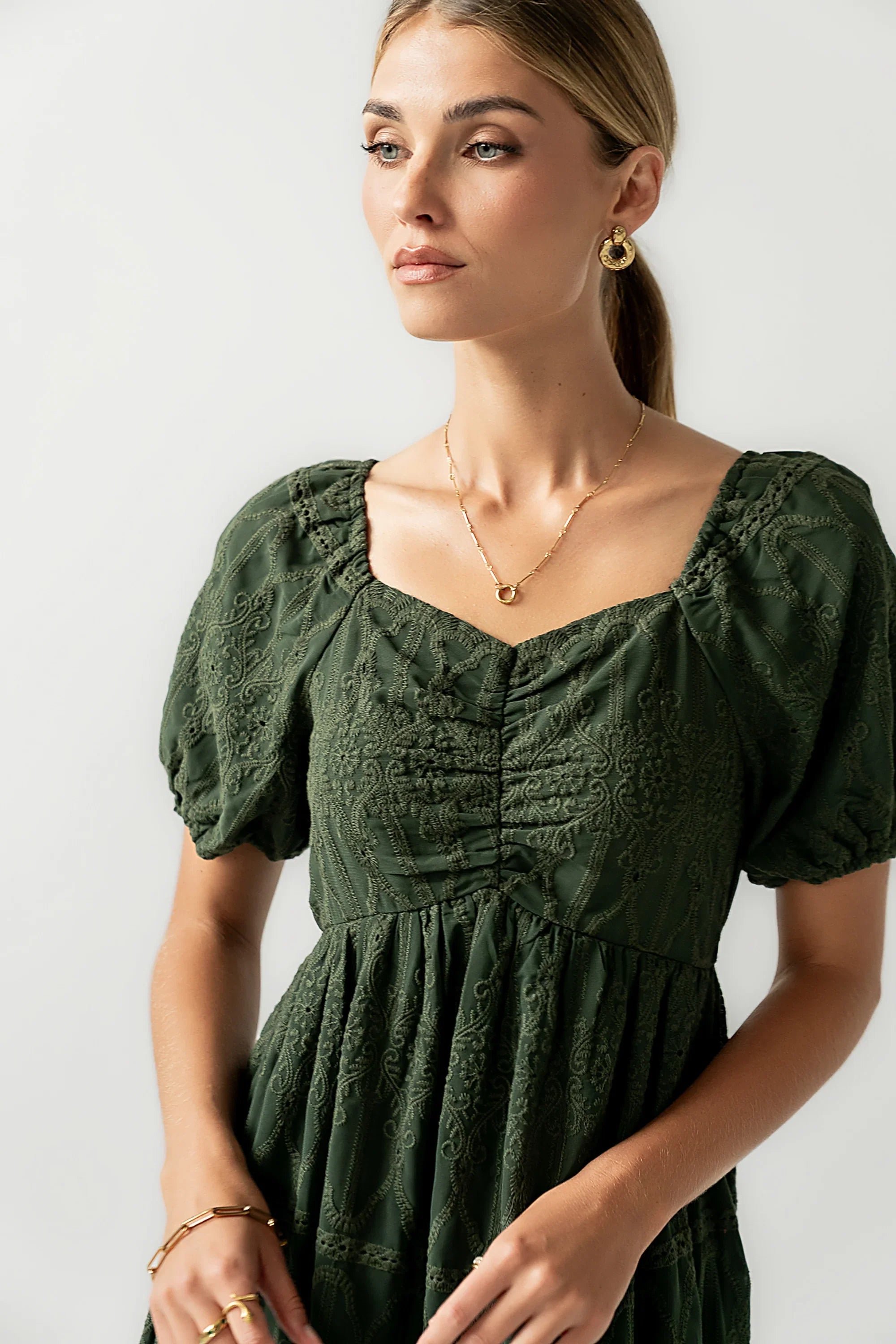 Luca Embroidered Maxi Dress in Hunter Green FINAL SALE