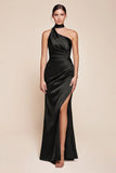 BRYCE GOWN ONE SHOULDER LUXE SATIN DRESS
