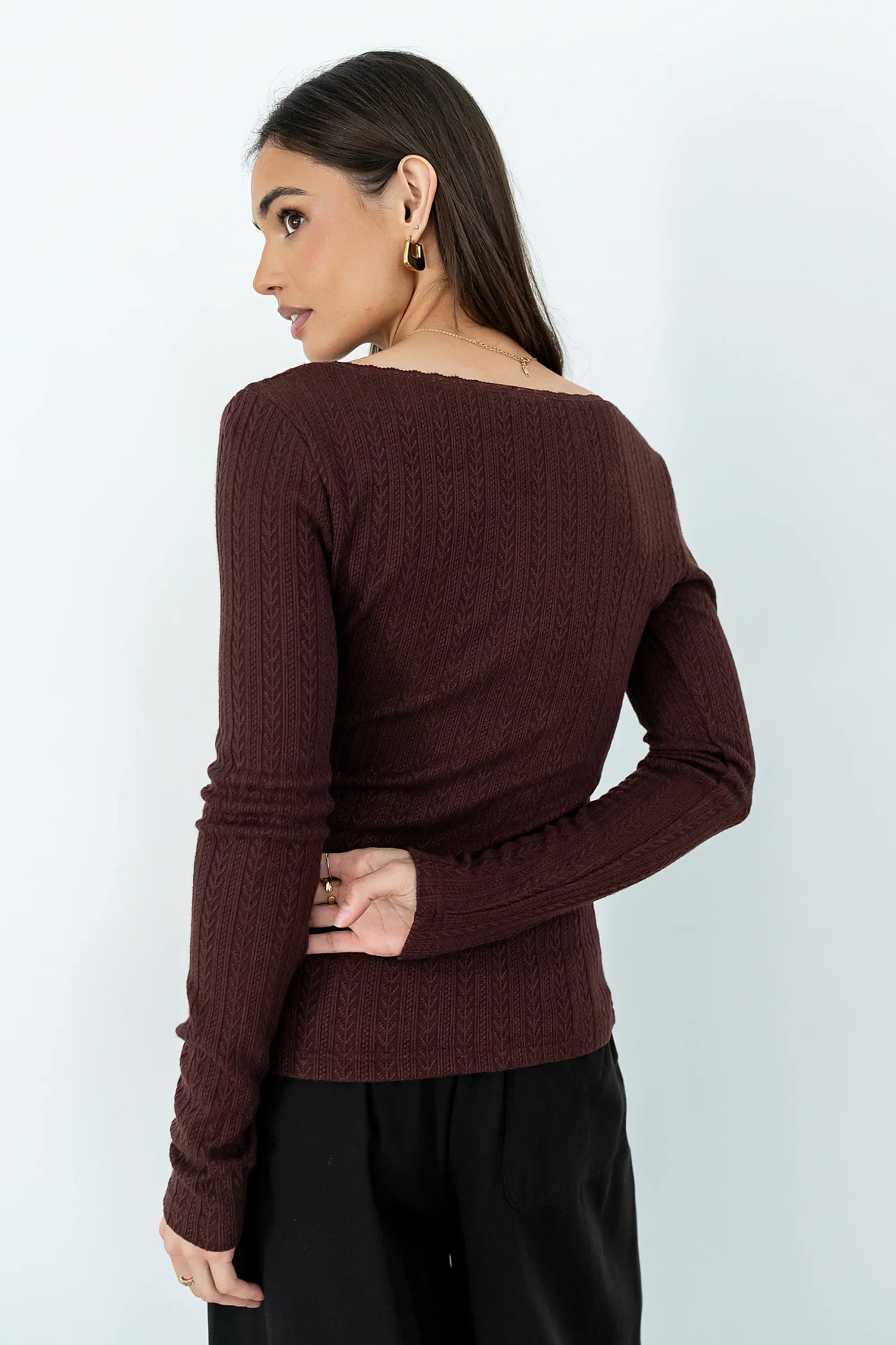 Andrea Knit Top in Burgundy