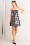 SHINE ON BLACK SILVER STRAPLESS MINI DRESS