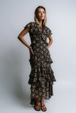 James Ruffle Maxi Dress in Black FINAL SALE