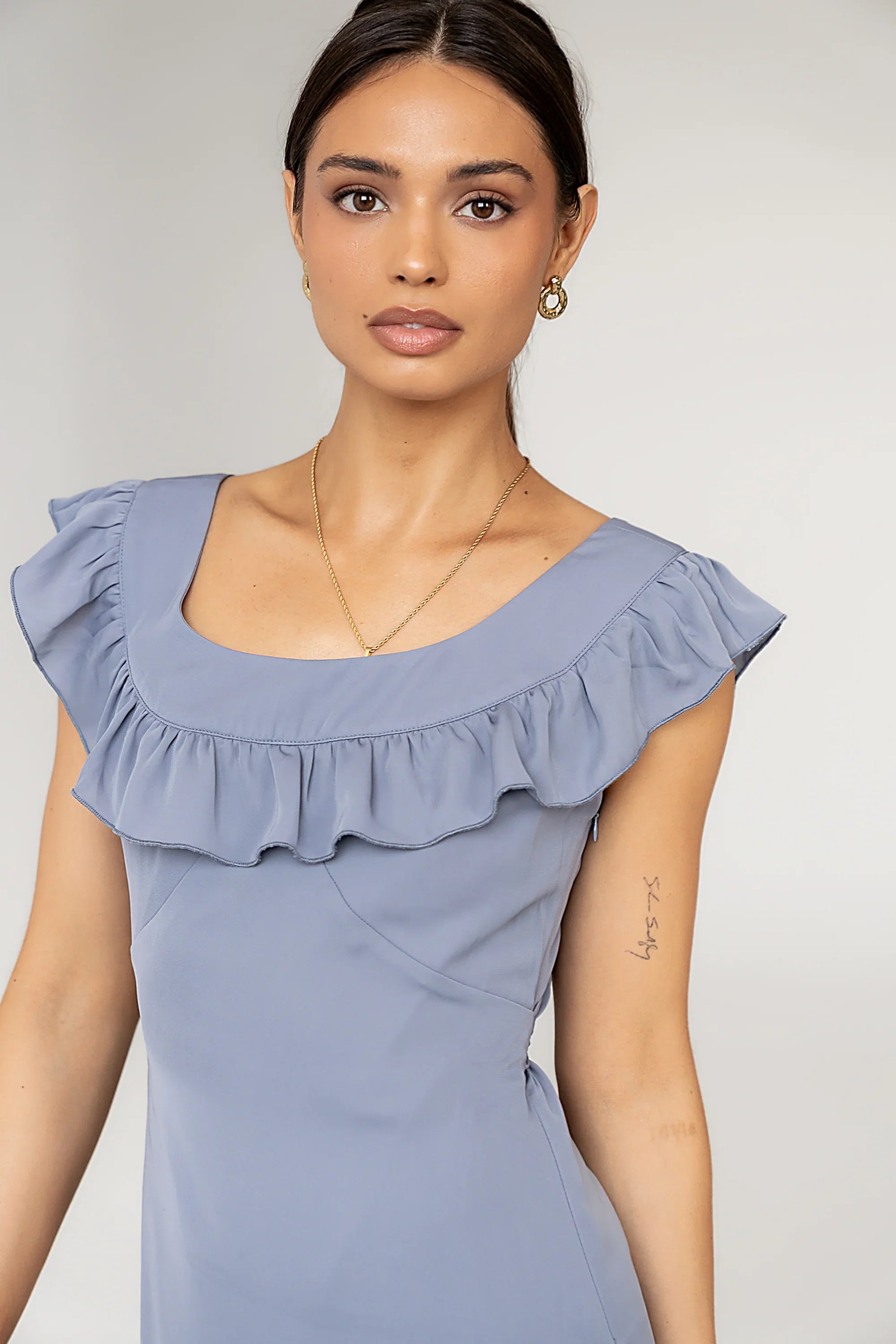 Lydia Ruffle Maxi Dress in Blue FINAL SALE