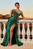 Hilary Gown SCOOP NECK STRAPLESS FITTED SATIN GOWN