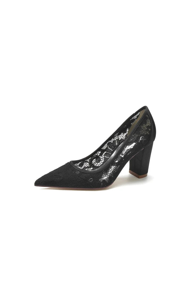 Pointed Toe Slip on Lace Wedding Shoes