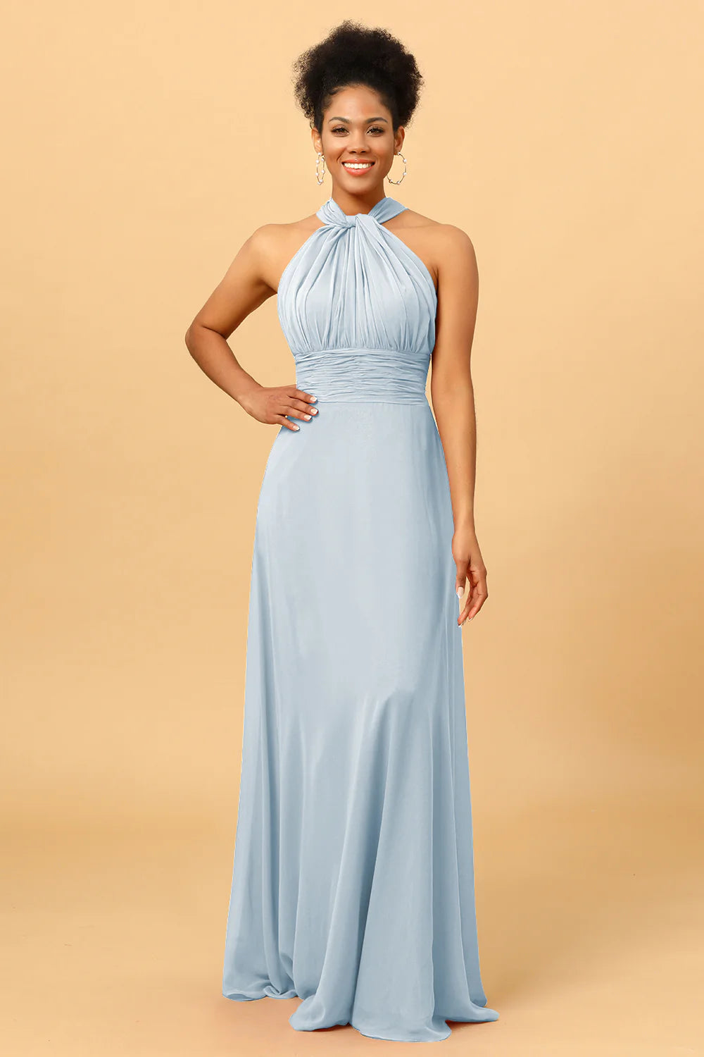 A Line Convertible Long Chiffon Bridesmaid Dress