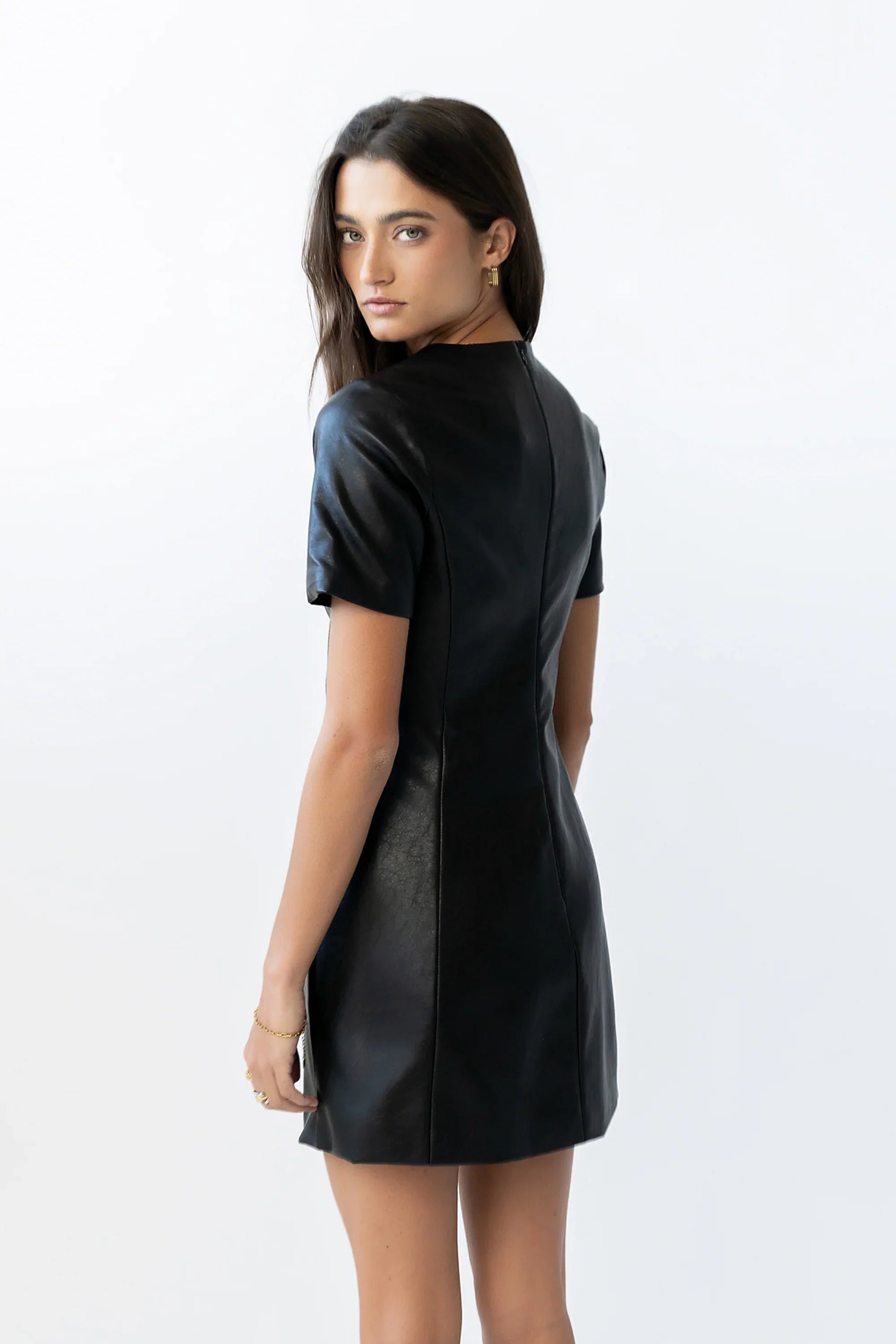 Moxie Vegan Leather Mini Dress in Black FINAL SALE
