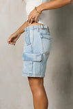 Zora Light Wash Cargo Shorts FINAL SALE