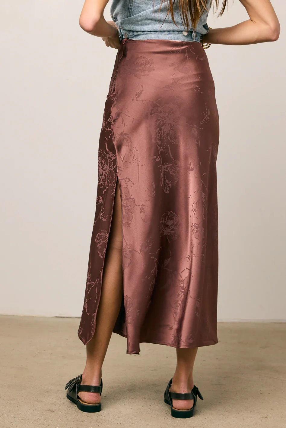 Ellie Floral Maxi Skirt in Brown FINAL SALE