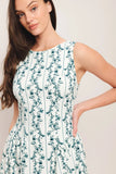 BLOOM COLUMNS BLUE FLORAL MIDI DRESS