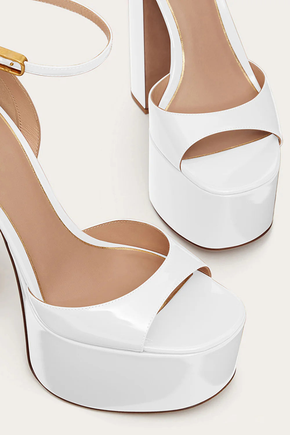Black High Block Heel Platform Open Toe Chunky Sandals with Ankle Strap